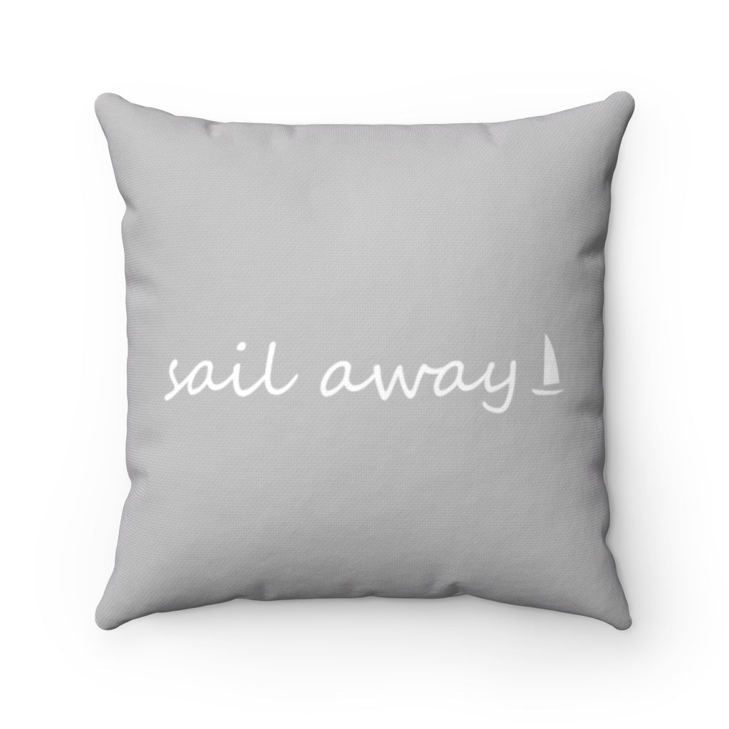 Sail Away - Square Pillow - Grey