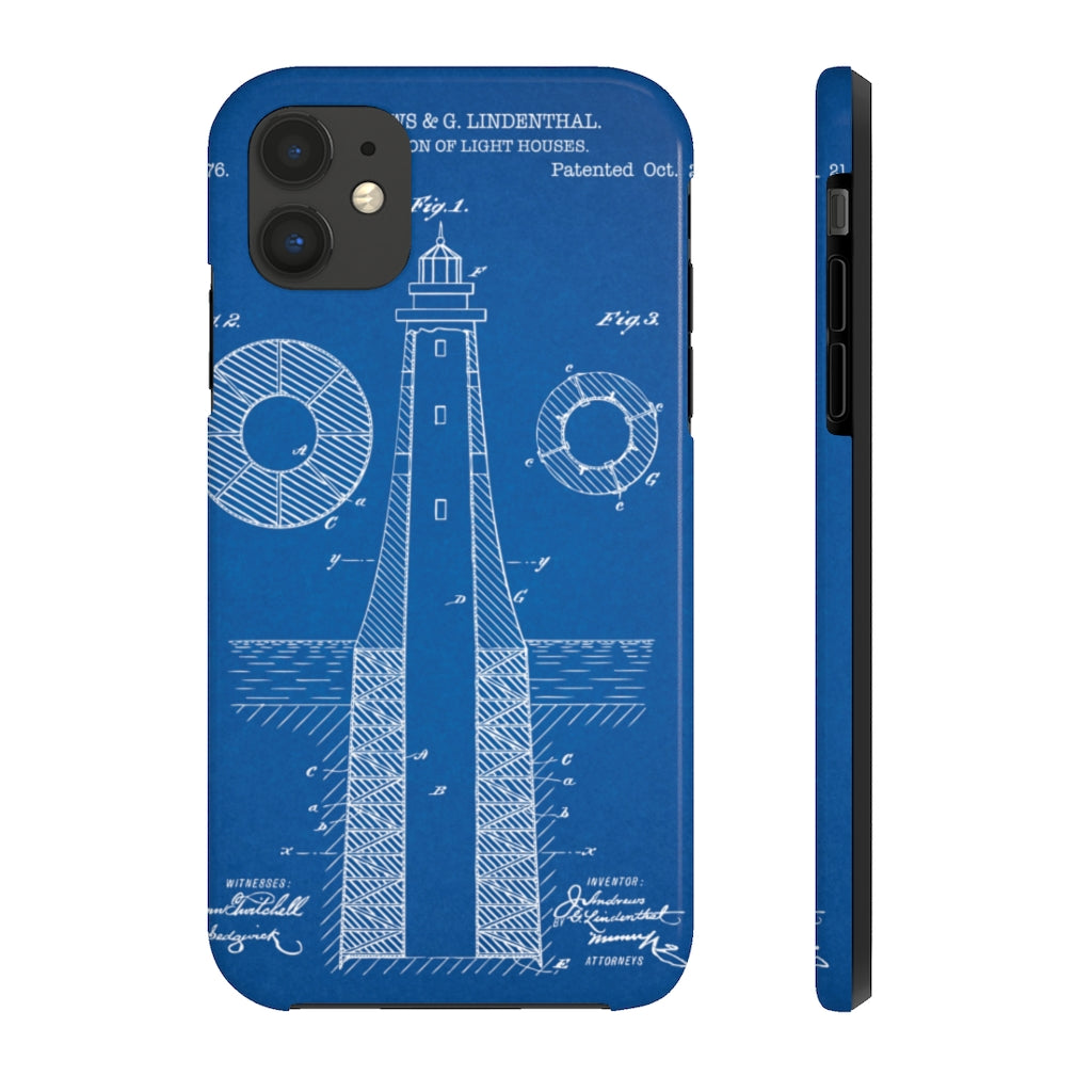 Lighthouse Blueprint - Rugged Phone Case - White