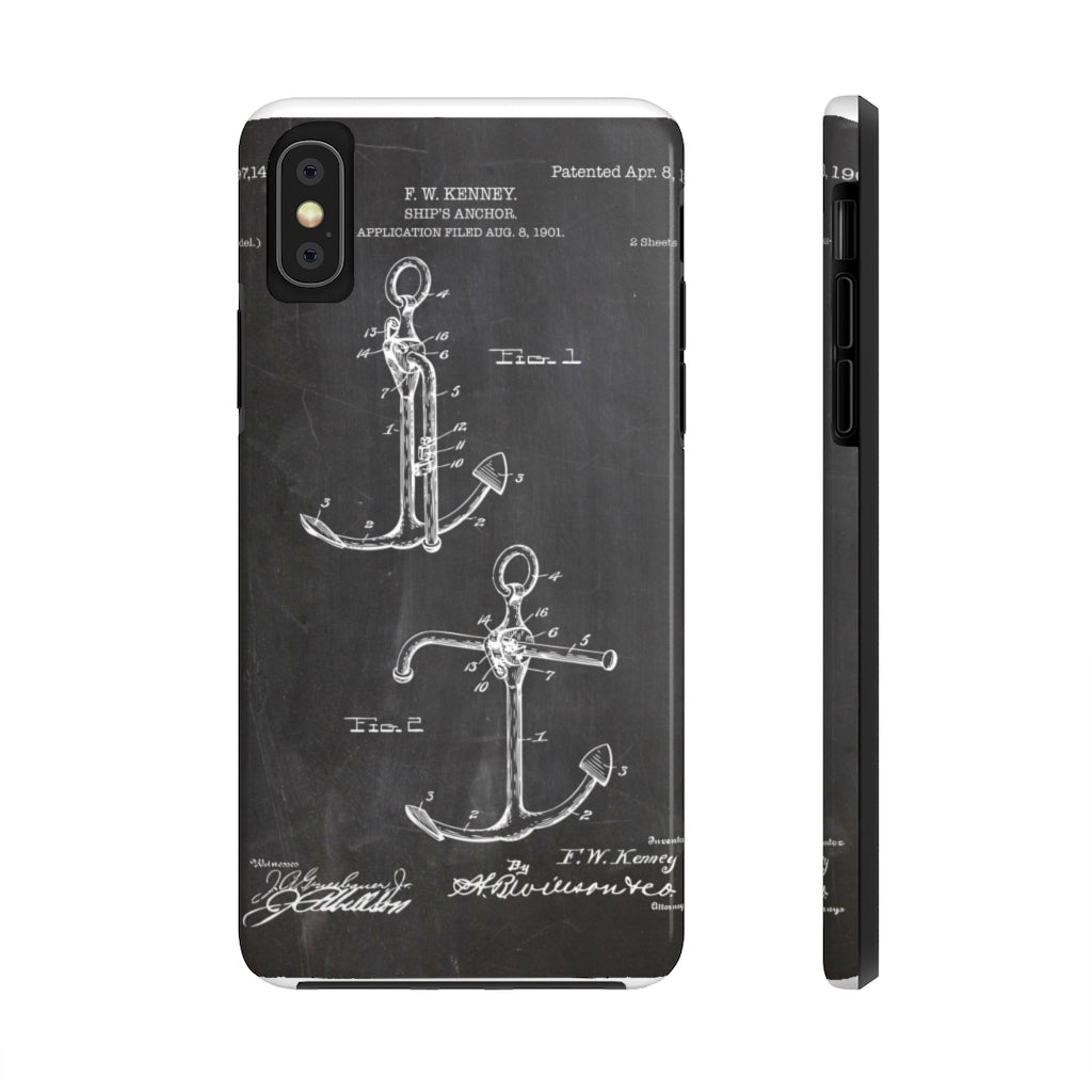 Anchor Blackprint - Rugged Phone Case - White