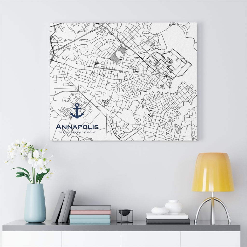 Map of Annapolis - Canvas - Landscape White