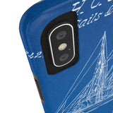 Sailboat Blueprint - Rugged Phone Case - White