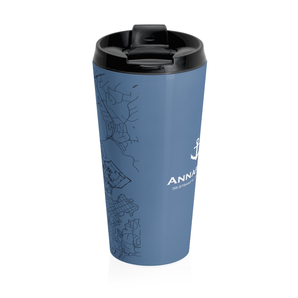 Map of Annapolis - Stainless Steel Travel Mug - Blue