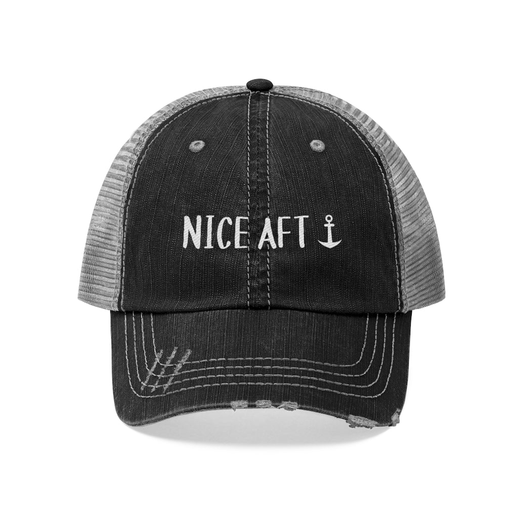 Nice Aft (Anchor) - Distressed Trucker Hat