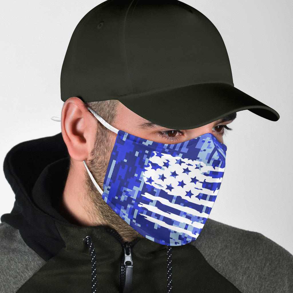 Distressed Freedom Sea Camo - Standard Face Mask (With Filters)
