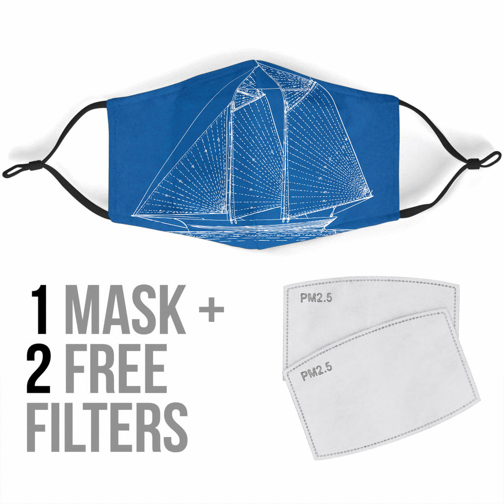 Sailboat Blueprint - Standard Face Mask (With Filters)