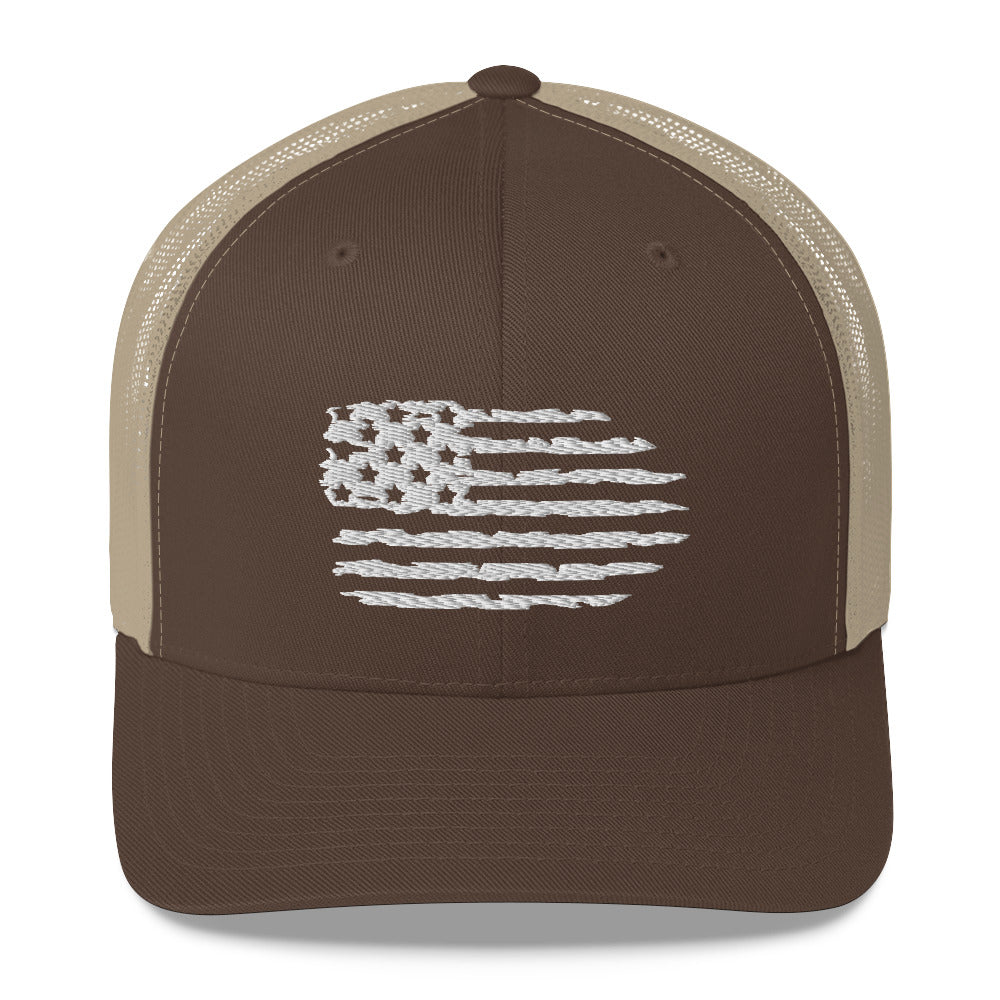 Distressed Freedom - Mesh Trucker Cap (White Edition)
