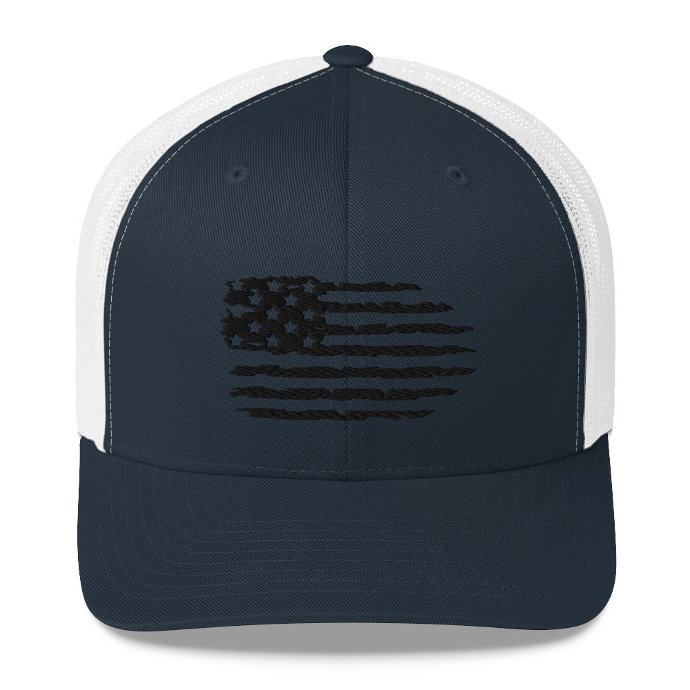 Distressed Freedom - Mesh Trucker Cap (Black Edition)