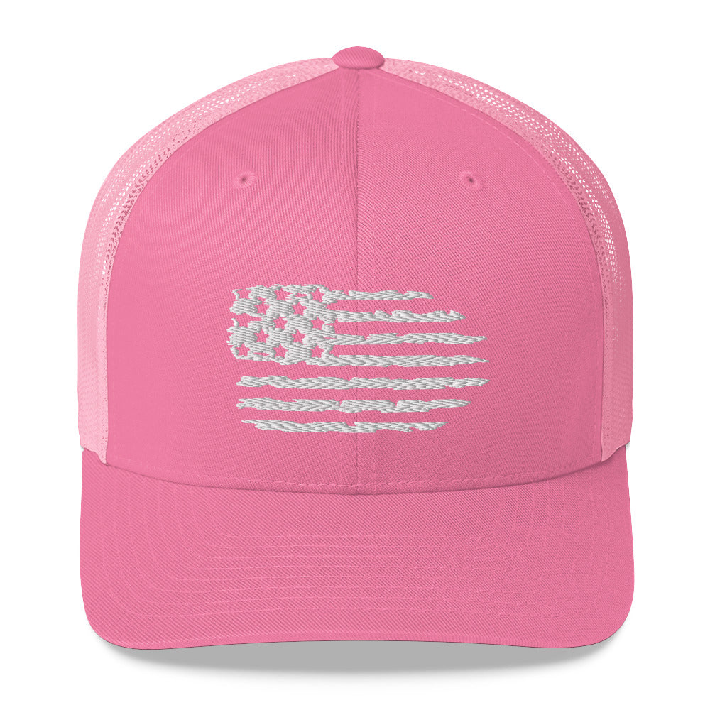 Distressed Freedom - Mesh Trucker Cap (White Edition) – Anchor Out | Flex Caps