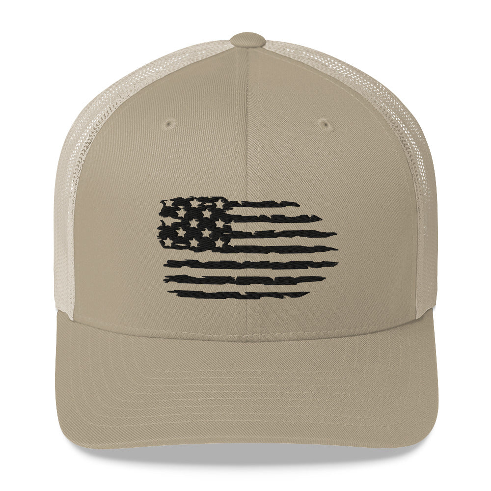 Distressed Freedom - Mesh Trucker Cap (Black Edition)