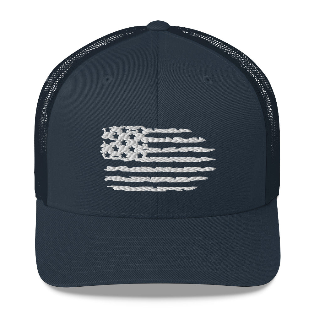 Distressed Freedom - Mesh Trucker Cap (White Edition)